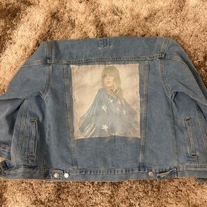 Taylor Swift Denim Jacket – oversized Kids Size 11/12 – Custom Graphic Back.